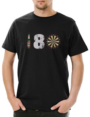 180 Darts Herren T-Shirt Arrows Dart Target Zielscheibe Pfeile Profi Sport