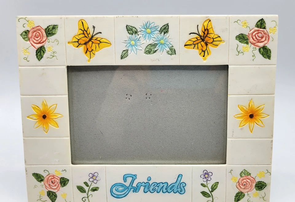 复古塑料相框适用于 4x6 英寸照片朋友花卉蝴蝶 — 第 2/4 张图片