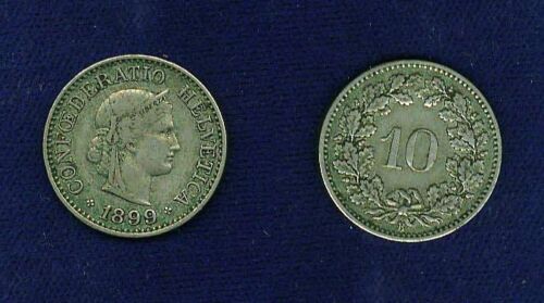 SWITZERLAND REPUBLIC 1899-B 10 RAPPEN XF+