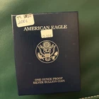 2001 W American Eagle One Ounce Proof 99%  Silver Coin OGP Box & COA