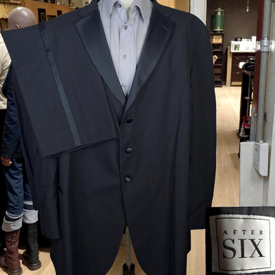 After Six 2 Piece Tuxedo Mens 62XL Trousers 54X34 Black 3 Button