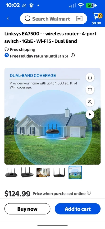 Linksys EA7500 Max-Stream AC1900 MU-MIMO Gigabit Router 4 Ports 1000 Mbps... - Image 3 of 4