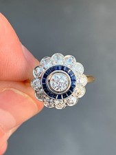 18ct gold 1.60ct diamond sapphire cluster ring antique