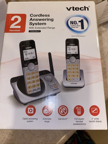 VTech Phone Set CS5229-2 - 2 Cordless Handsets & Corded Digital Answering System - Zdjęcie 3 z 6