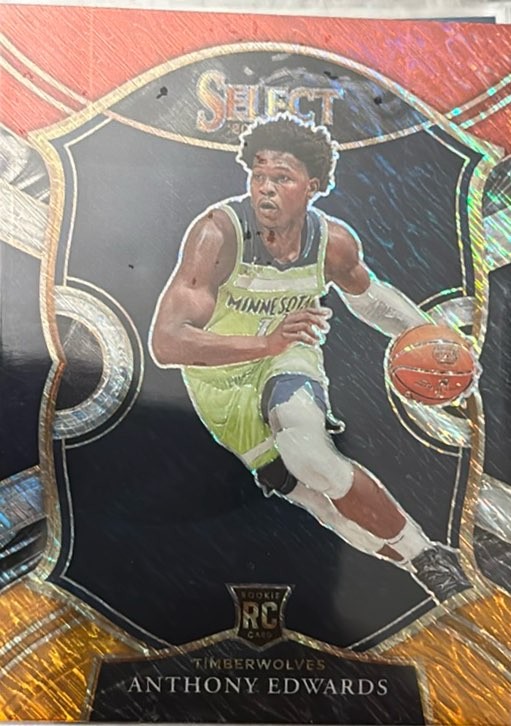 2020 Panini Select #61 Anthony Edwards Red White Orange Shimmer