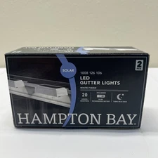 Hampton Bay LED Solar Roof Gutter Light 20 Lumens Integrated White Outdoor 2pk
