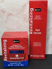 B Pure Revitalizing Hydrating Night Cream, Revitalizing Eye Serum Lot Of 2