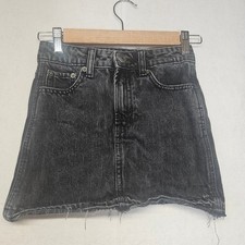 Gap Girl Black Wash Denim Raw Hem Skirt