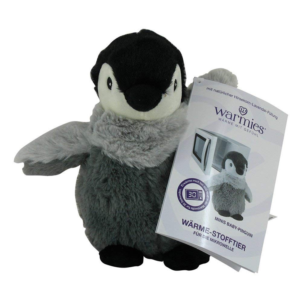 Warmies - Microwavable Plush, with Soothing Lavender Scent - Penguin, Grey (Grau