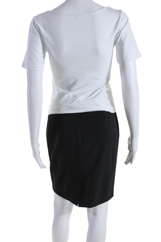 Theory Womens Back Slit High Waist Mini Pencil Skirt Black Wool Blend Size 2 - Image 3 of 4