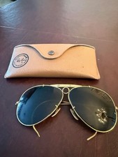 VTG RAY BAN BULLET HOLE AVIATOR SUNGLASSES 10KGF FRAME BAUSCH  LOMB LENS 1960s