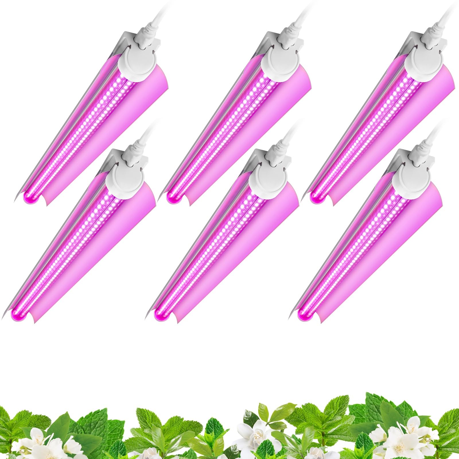 LED Grow Light, 144W(6 x 24W, 800W Equivalent), 2ft T8, Full