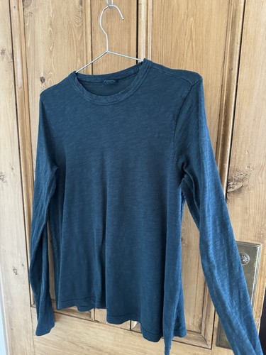 TOAST Slubby Organic Cotton Garment Dyed Long Sleeved Tee T-Shirt Green -S - Picture 3 of 7