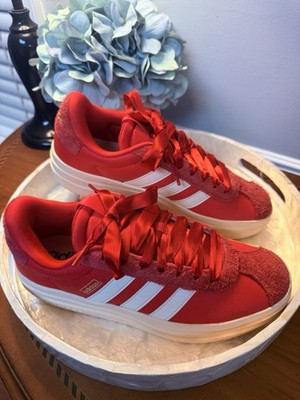 Adidas VL Court Bold Platform Sneakers Red/White Women s 7.5 EUC JQ5628 Box