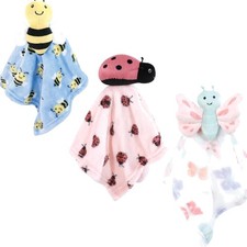 Unisex Baby Animal Face Security Blanket, Butterfly 3-Pack, One Size
