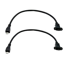2 PCS Micro B Male to Female Cable Micro USB Extension Panel Mount Cable