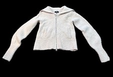 BANANA REPUBLIC 98 Wool Boucle Sweater Jacket Women's Size Med Cream Full Zip