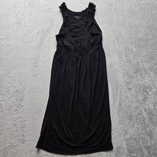 BCBG MAXAZRIA Little Black Dress S Fairycore Smocked Ruffle-Strap Stretch Knit