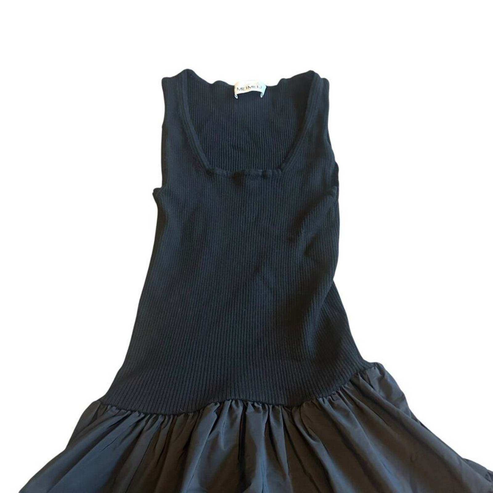 Meimeij Black Sleeveless Fit N Flare Dress Full Skirt Scoop Neck Size 40 Large