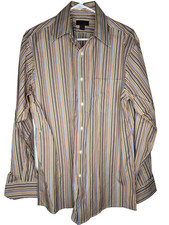 EXPRESS MEN'S LONG SLEEVE BUTTON FRONT STRIPE SHIRT MEDIUM