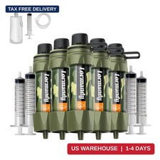 5 Pack Emergency Water Filter Straw 1300 Gallon Survival Camping Hiking Gear Kit