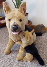 Large Dog Plush German Shepherd & Puppy Toy Pet FAO Schwarz Stuffed Animal Cute