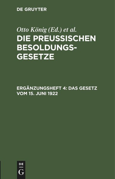 Das Gesetz Vom 15. Juni 1922 Hermann Erythropel-image