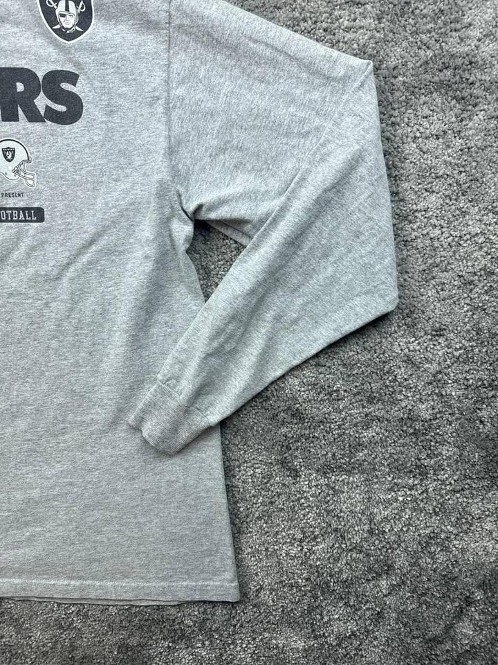 Camisa De Colección Oakland Raiders Para Hombre Grande Gris 48 Años de Fútbol Reebok LS Foto 2 de 4