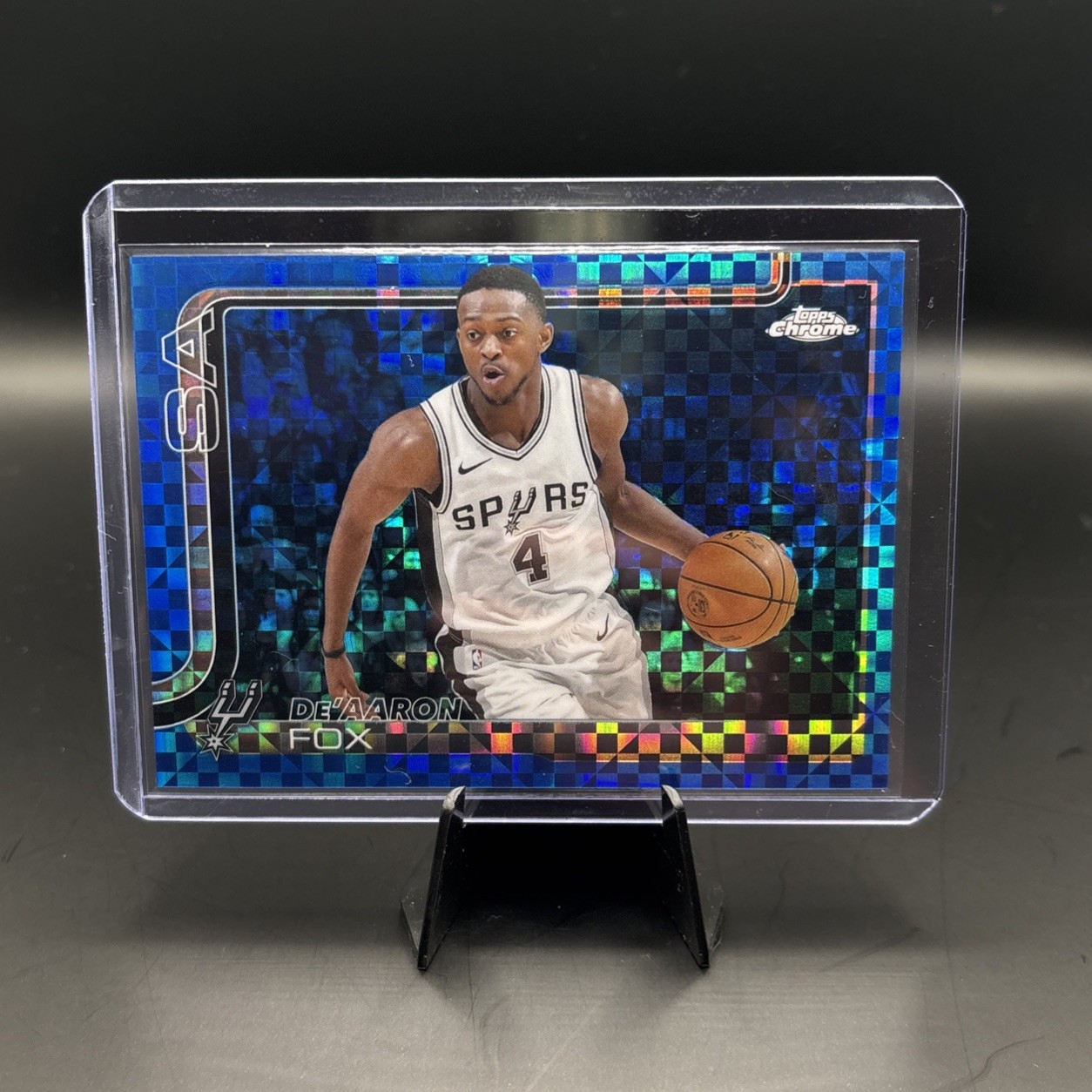 2025-26 Topps Chrome De'Aaron Fox Blue X-Fractor #233 Spurs 