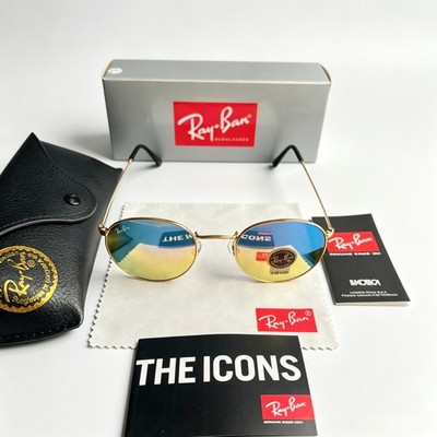 Ray-Ban RB3447 Round Metal Glod Frame Mirror PInk Lenses Sunglasses