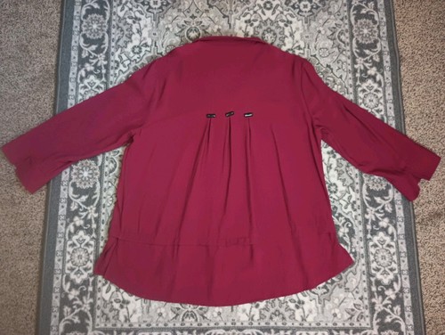 Altalena Ali Miles Woven Lagom grande toggle bordeaux colletto rosso giapponese Scandi - Foto 5 di 12
