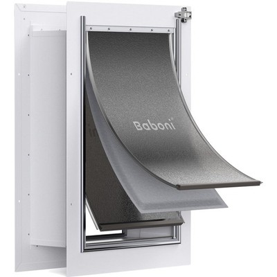 Pet Door for Wall,3-Flap,Steel Frame and Telescoping Tunnel, Aluminum Lock, D...