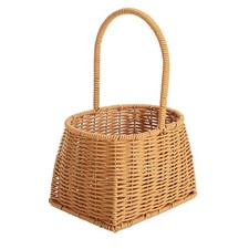 Woven Basket With Handle PP Rattan Hand Woven Hamper For Fruits Vegetables Gifts