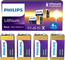 4 Pack Philips 9V Lithium Battery Ultra Long ...