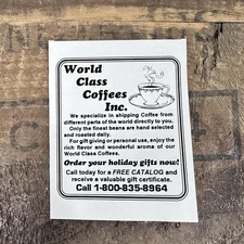 World Class Coffees Inc. Mail Order Vintage Print Ad Advert