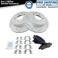 Rotor & Brake Pad Posi Ceramic Performance Drilled Slotted Rear Kit New