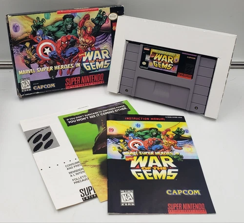 MARVEL SUPER HEROES : WAR OF THE GEMS SNES SUPER NINTENDO GAME CIB COMPLETE RARE