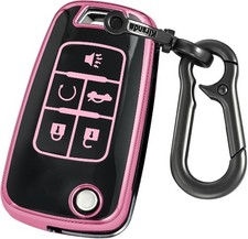 flip key fob cover case with keychain, Soft TPU key Shell/skin, 5- Color: Pink