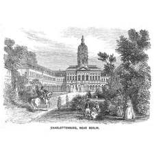 GERMANY View at Charlottenburg - Antique Print 1858