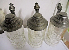 3  x Glasbierkrug  zinndeckel Glaskrug Bierkr...