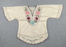 Mayan Mexican Guatemala Hand Embroidered Floral White Top Women  s Medium EUC