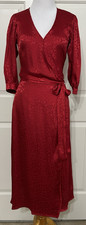 NWT Michael Kors size XS crimson red animal print 3/4 sleeve wrap dress women's