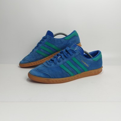 adidas Hamburg Trainers Mens UK 10 Blue Green Suede Gum Soles Sport Sneaker  UK
