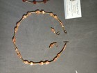 NWT BIRCH HILL PENDANT PIERCED EARRINGS SET ENAMEL PEACH CATS EYE GLASS CABOCHON — photo 1