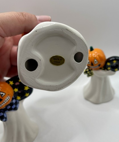 3 statuine vintage Halloween ceramica teste di zucca Jack-o-lanterns🎃Boo Kitschy - Foto 19 di 21