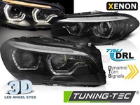 Scheinwerfer Paar BMW 5Er F10 / F11 13-16 Xenon Angel Eyes LED DRL Schwarz-4