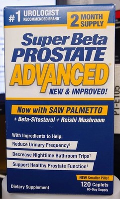SuperBeta Prostate Advanced w/ Saw Palmetto Dietary Supplement - 120 Caplets New