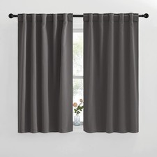 Soft Grey Thermal Insulated Grommet Blackout Curtains Bedroom 2pk 42 x 63 C109