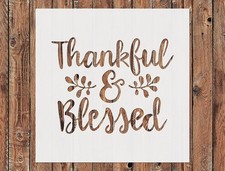Thankful Blessed Clear Mylar Stencil Template - Reusable Floral Boho Zen by S  