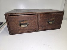 Antique Yawman & Erbe Wood File 2 Drawer Cabinet Library Card NY RBN